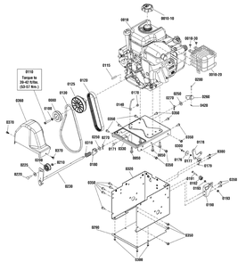 Engine And Frame Group Diagram and Parts List for 1696481-00-BH1730SE  Briggs and Stratton Snow Blower